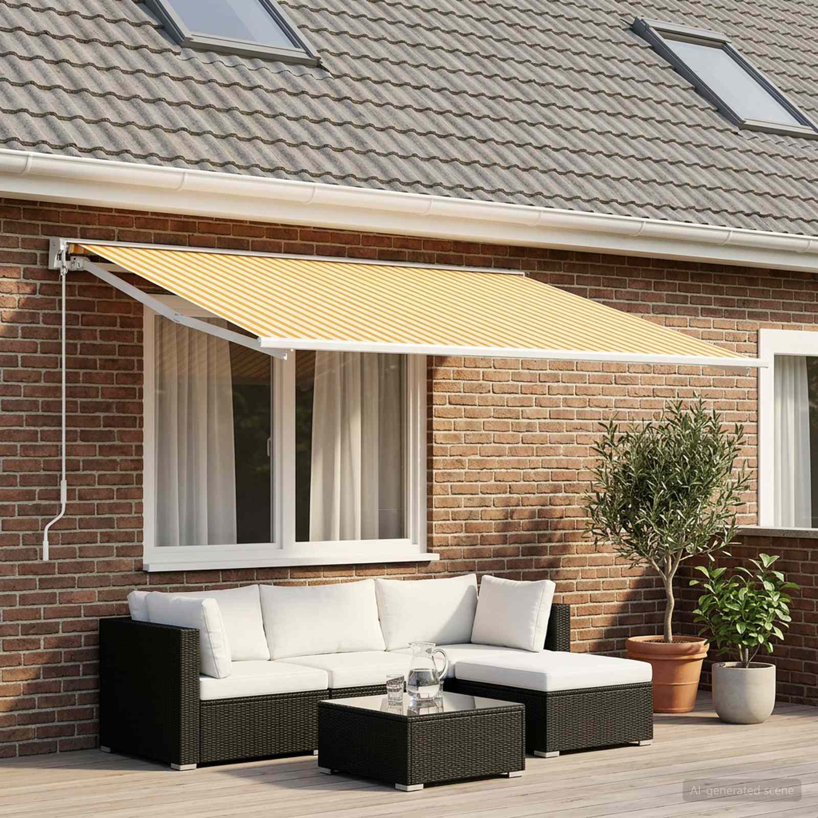 vidaXL Awning Replacement Fabric Yellow and White 400 x 350 cm 1