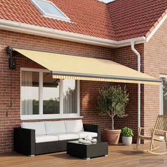 vidaXL Awning Replacement Fabric Yellow and White 450 x 300 cm 1