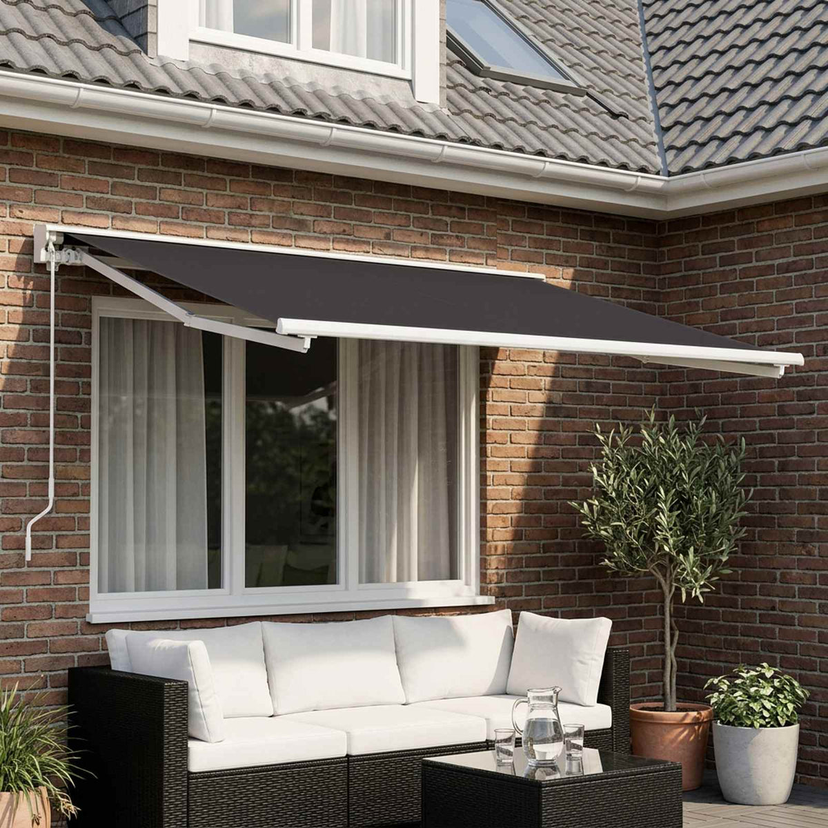 Awning Replacement Fabric Polyester Drop Width Anthracite