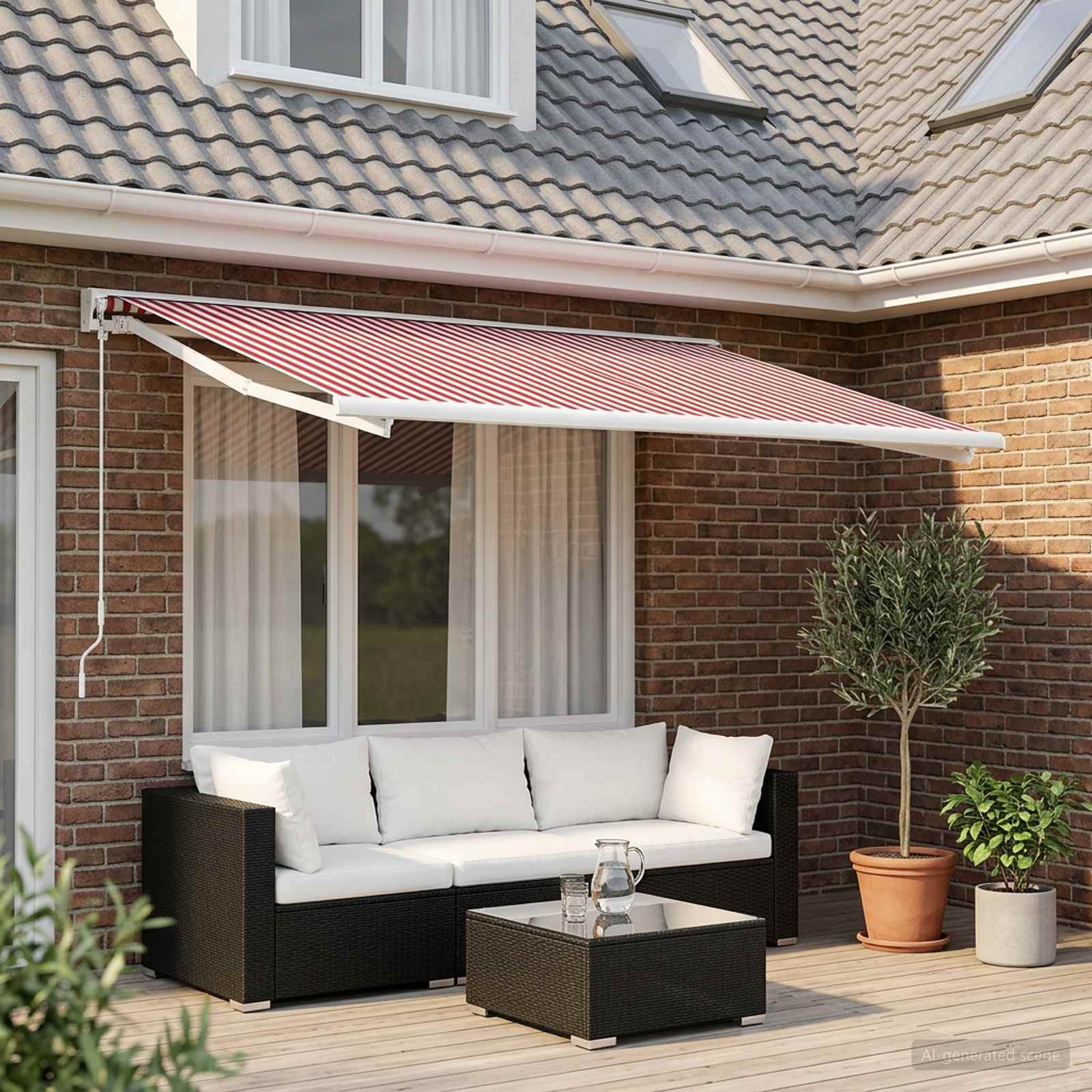 vidaXL Awning Replacement Fabric Red and White 400 x 350 cm Polyester 1