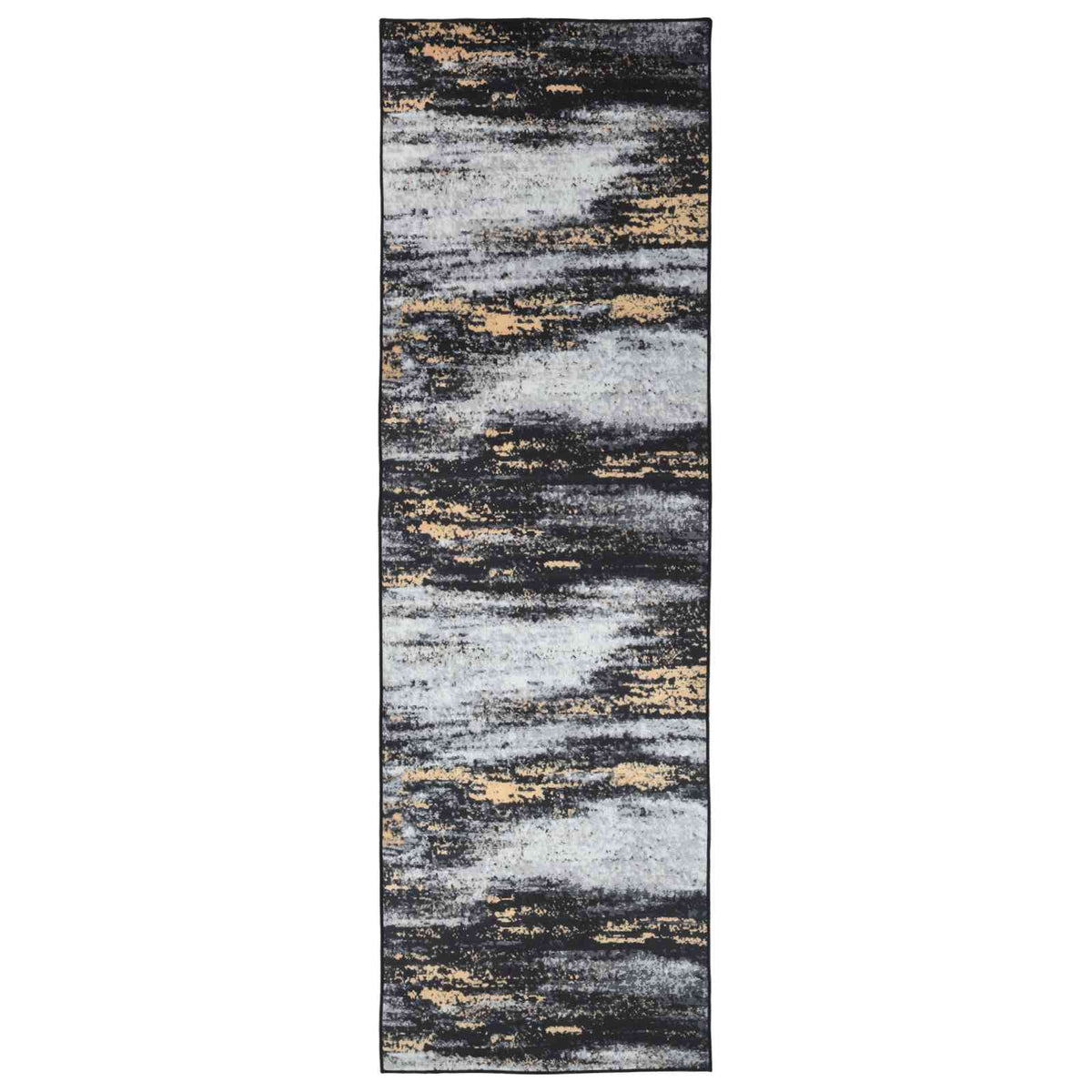vidaXL Rug Runner LESAKA Black and Gold 80 x 300 cm Diamond Velvet 2