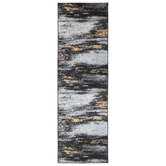 vidaXL Rug Runner LESAKA Black and Gold 80 x 300 cm Diamond Velvet 2