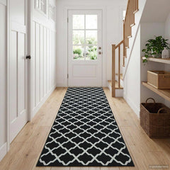 Rug Runner LESAKA Black and White Diamond Velvet