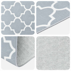 the rug runner showing close-up details of the pattern, edges and the textured backing