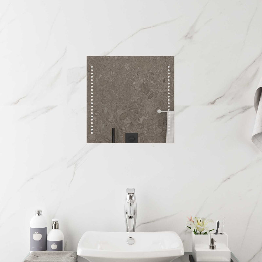 vidaXL LED Bathroom Mirror Transparent 40 x 40 cm Tempered Glass 1