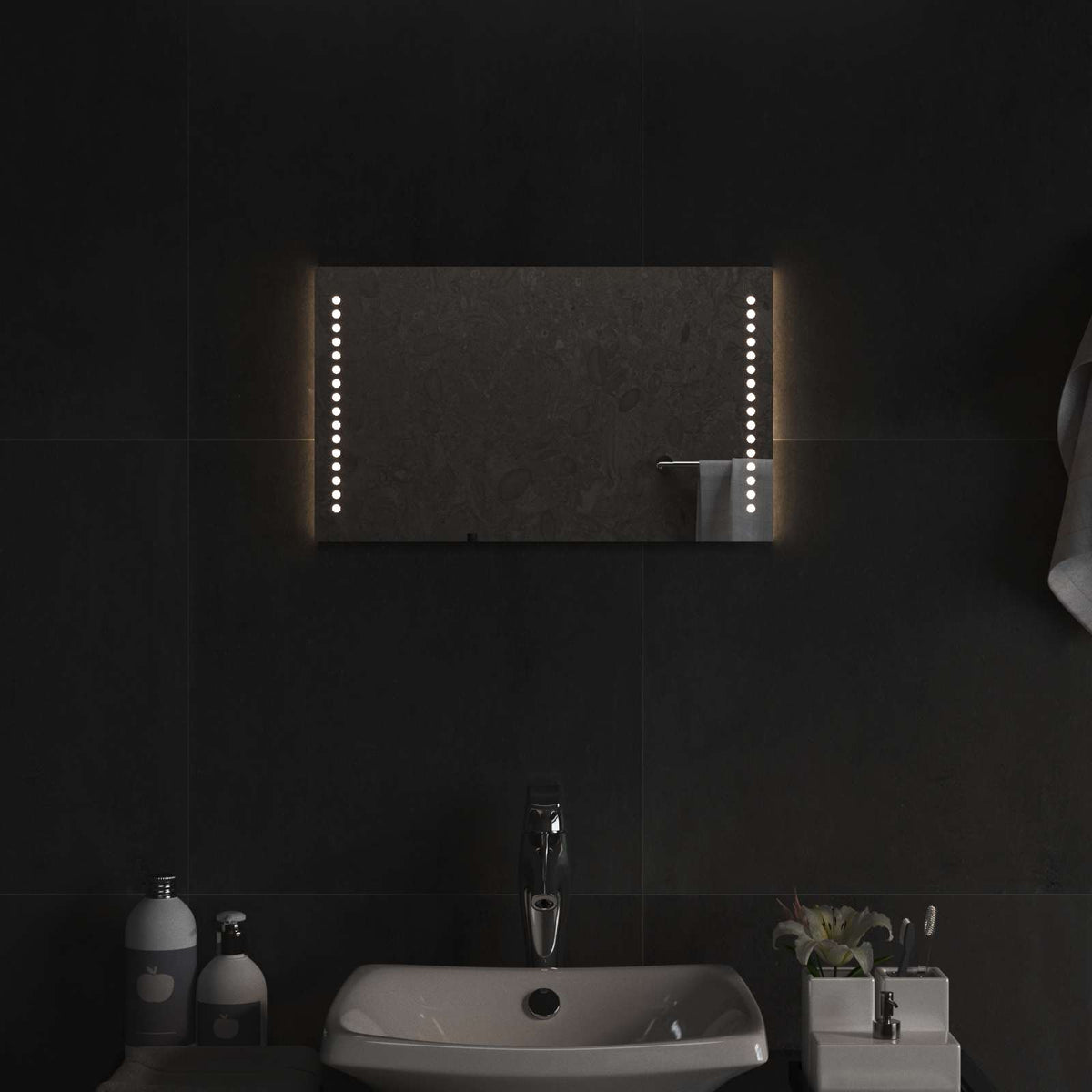 LED Bathroom Mirror Transparent Tempered Glass 50 cm 30 cm