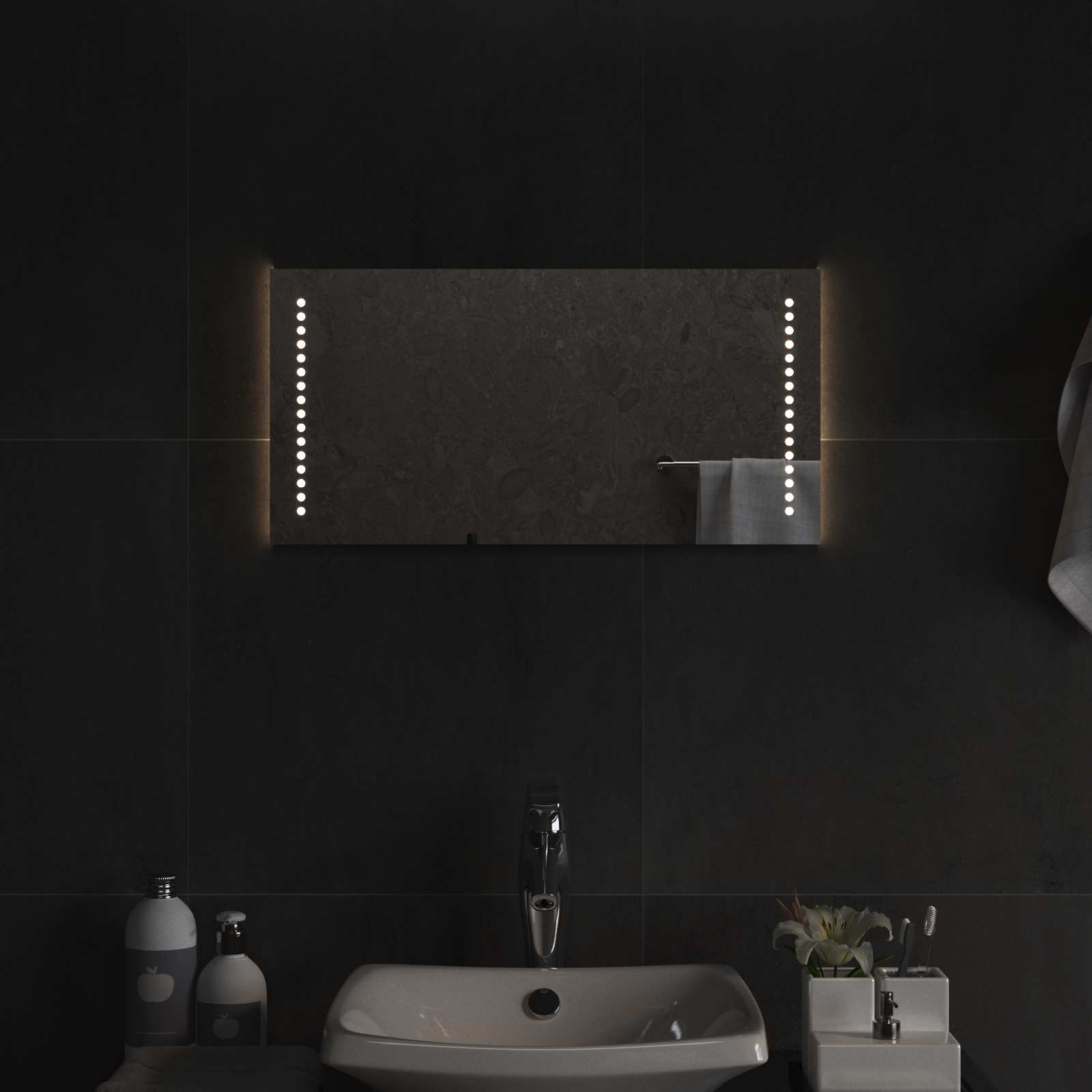 vidaXL LED Bathroom Mirror Transparent 60 x 30 cm Tempered Glass 3
