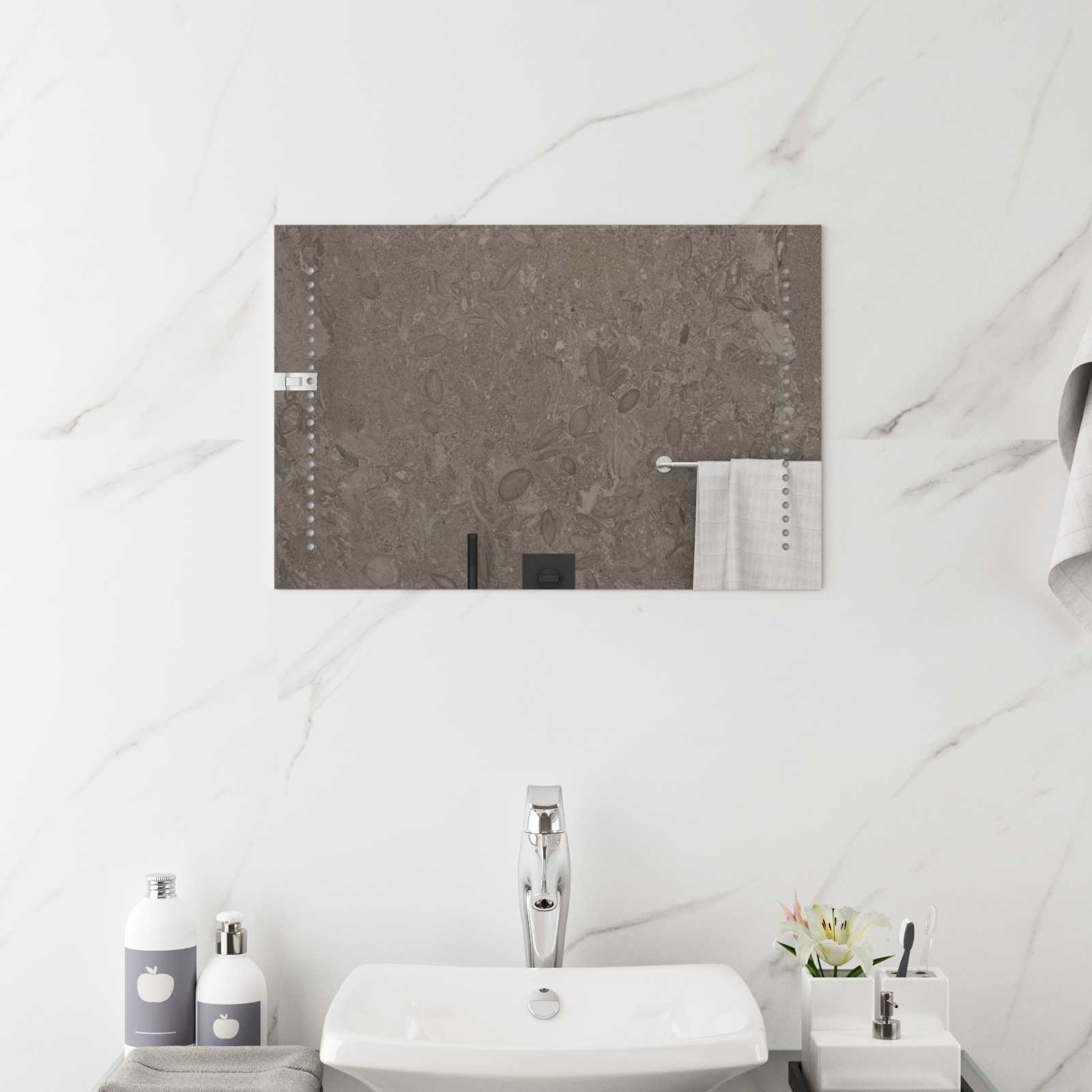 vidaXL LED Bathroom Mirror Transparent 60 x 40 cm Tempered Glass 1