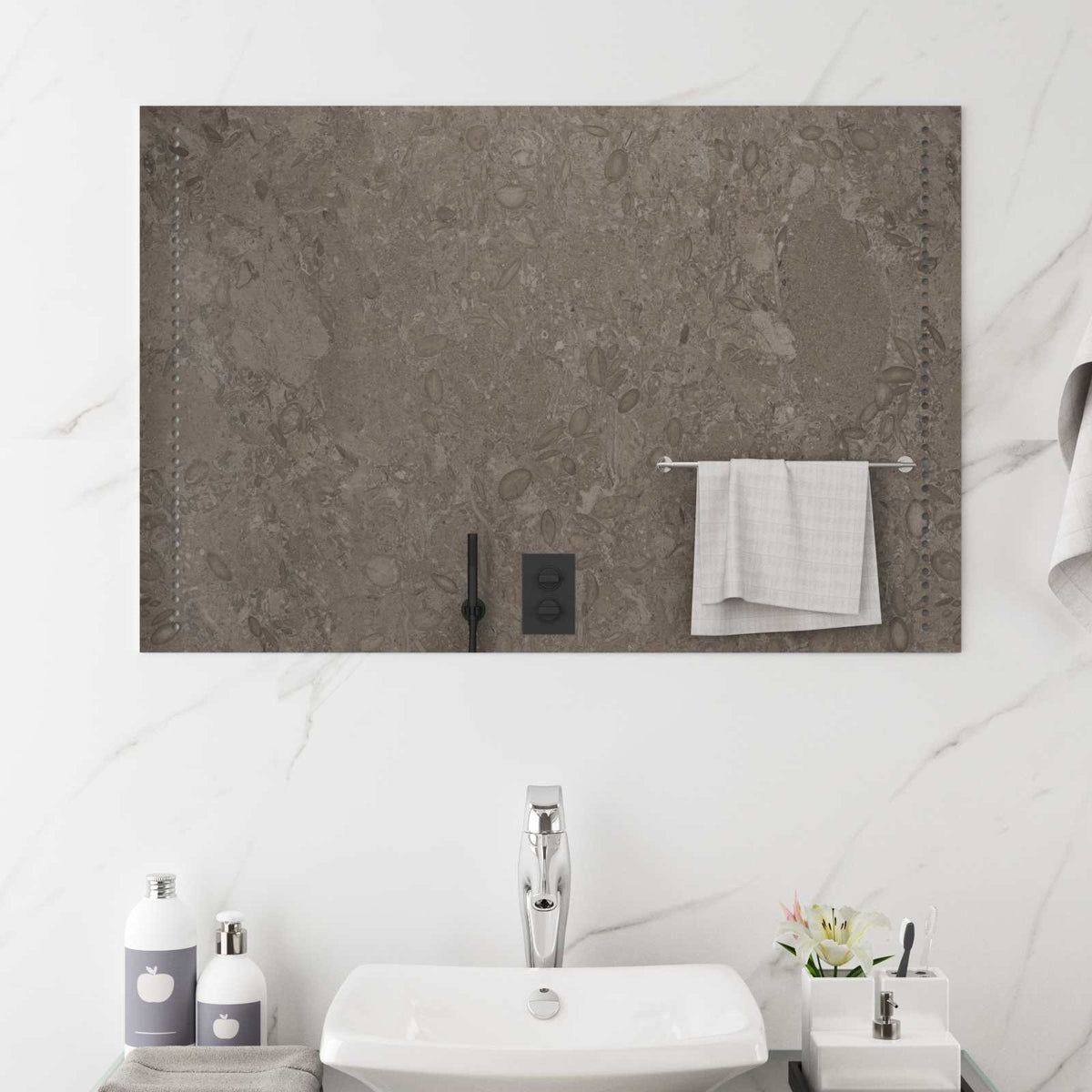 vidaXL LED Bathroom Mirror Transparent Tempered Glass