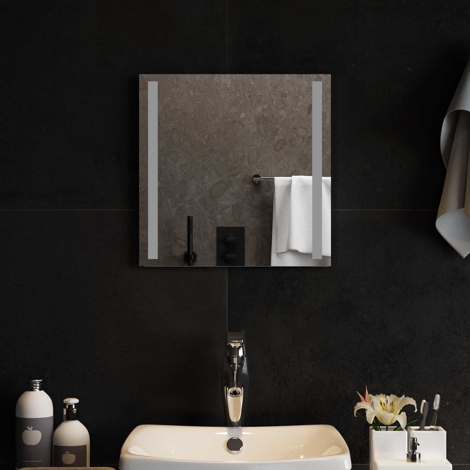 vidaXL LED Bathroom Mirror Transparent 40 x 40 cm Tempered Glass 1