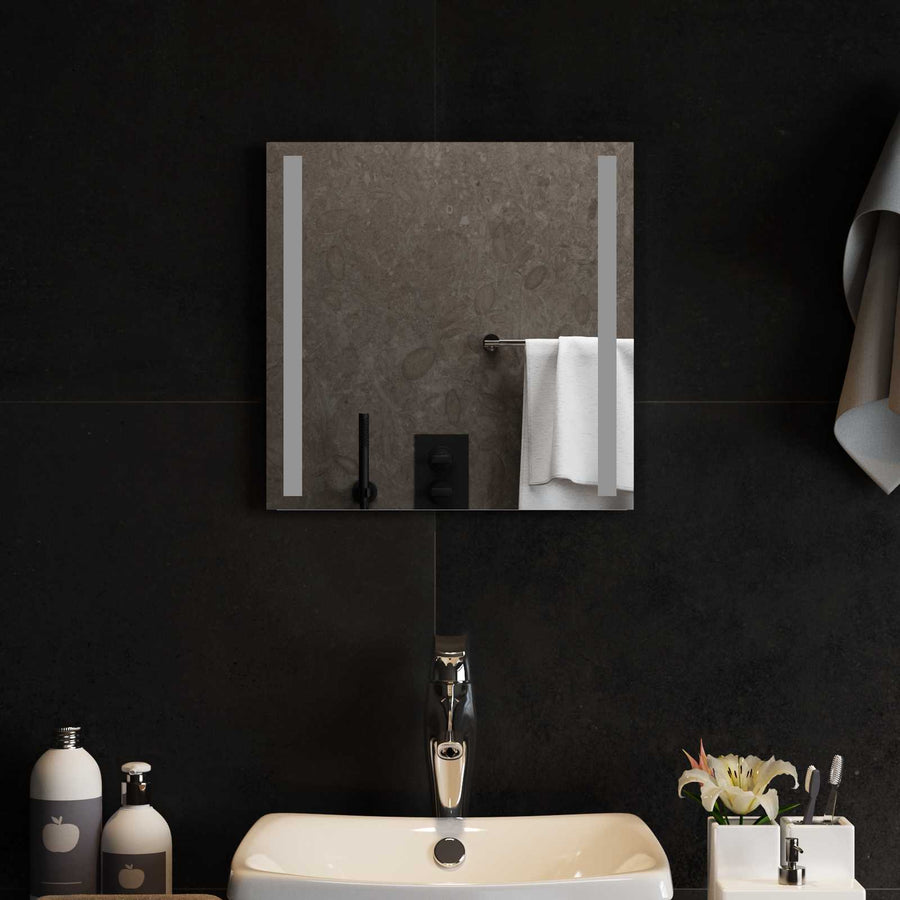vidaXL LED Bathroom Mirror Transparent 40 x 40 cm Tempered Glass 1
