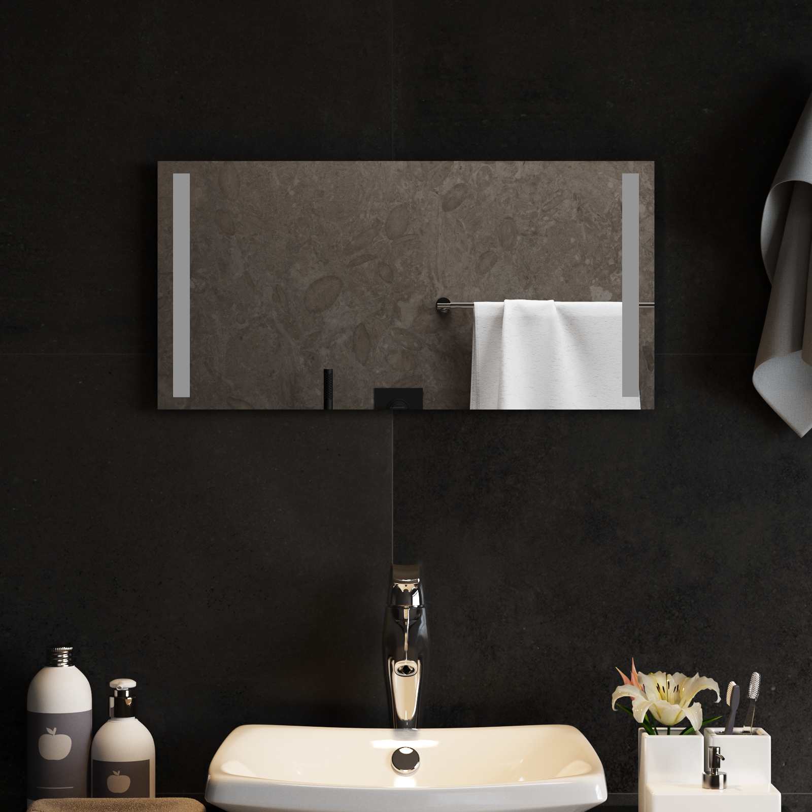 vidaXL LED Bathroom Mirror Transparent 60 x 30 cm Tempered Glass 1