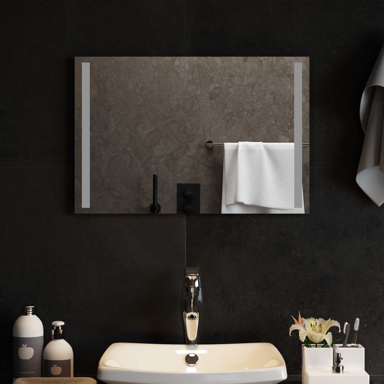 vidaXL LED Bathroom Mirror Transparent 60 x 40 cm Tempered Glass 1