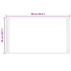 vidaXL LED Bathroom Mirror Transparent 90 x 50 cm Tempered Glass 5