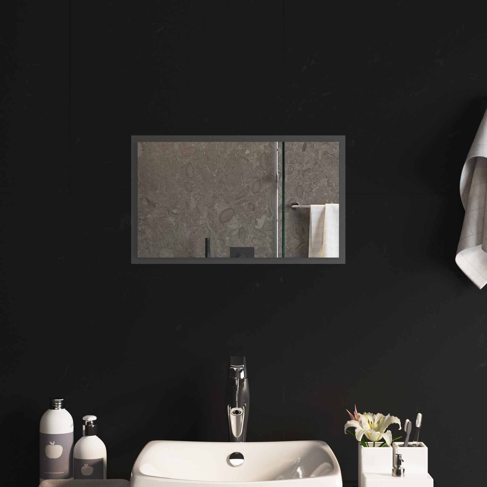 vidaXL LED Bathroom Mirror Transparent 50 x 30 cm Tempered Glass 1