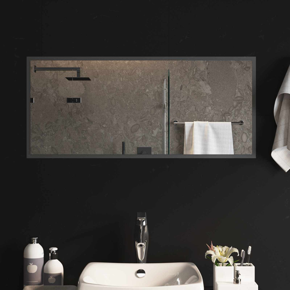 vidaXL LED Bathroom Mirror Transparent Tempered Glass