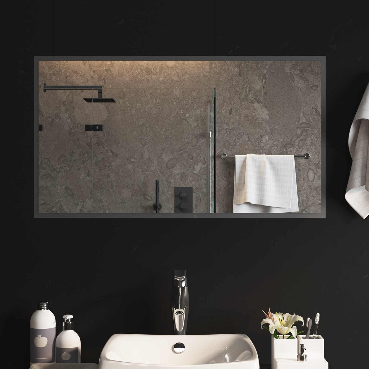 vidaXL LED Bathroom Mirror Transparent Tempered Glass
