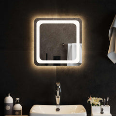 vidaXL LED Bathroom Mirror Transparent 40 x 40 cm Tempered Glass 3