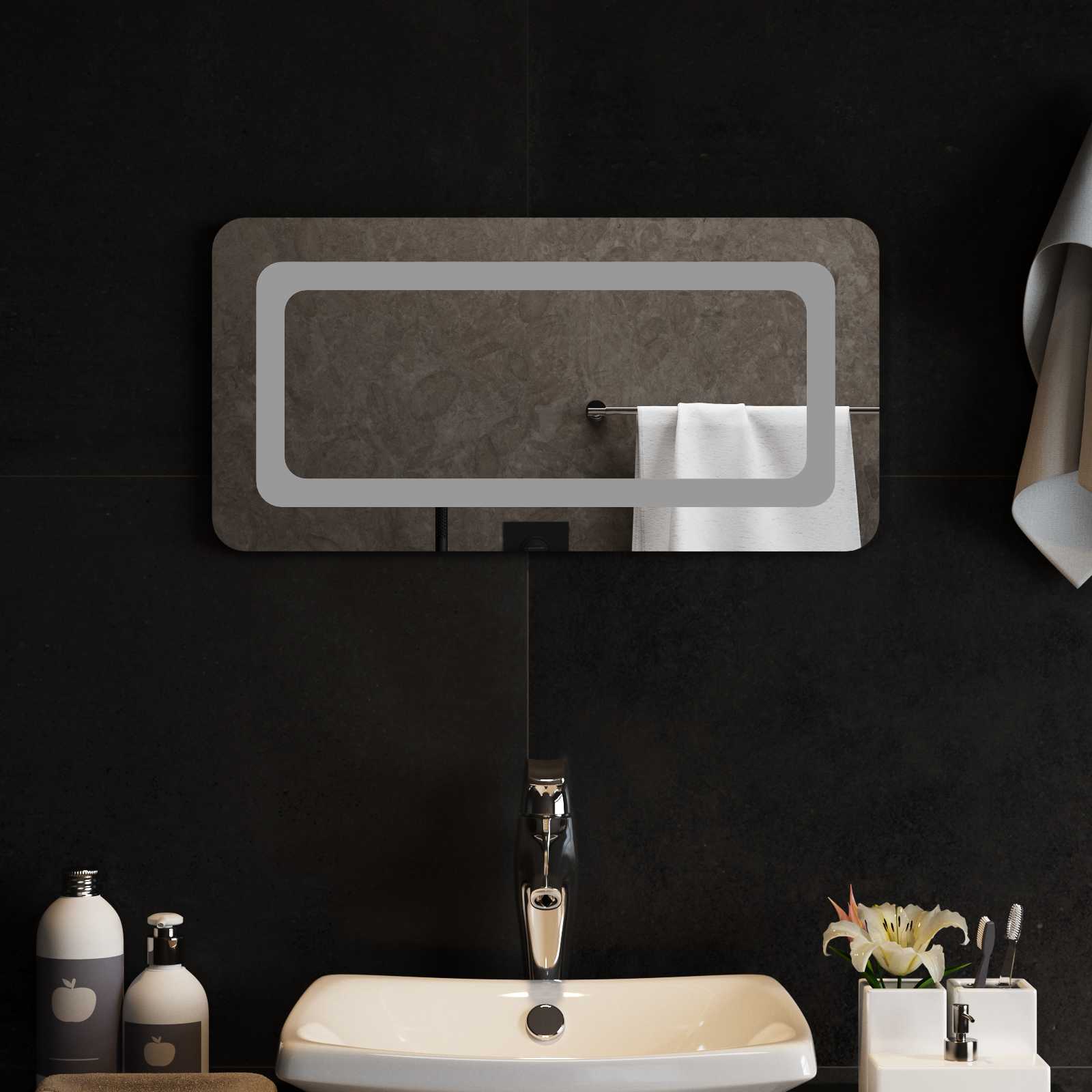 vidaXL LED Bathroom Mirror Transparent 60 x 30 cm Tempered Glass 1