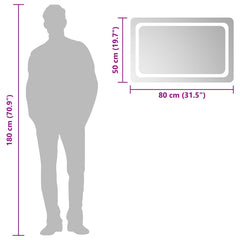 vidaXL LED Bathroom Mirror Transparent 80 x 50 cm Tempered Glass 6
