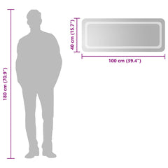 vidaXL LED Bathroom Mirror Transparent 100 x 40 cm Tempered Glass 6