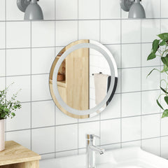 vidaXL LED Bathroom Mirror Transparent Ø 40 cm Tempered Glass 1