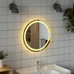 vidaXL LED Bathroom Mirror Transparent Ø 50 cm Tempered Glass 4