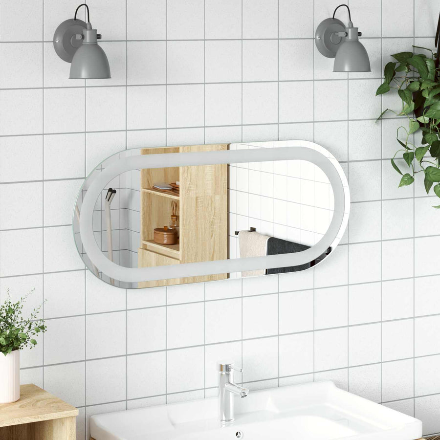 vidaXL LED Bathroom Mirror Transparent 70 x 30 cm Tempered Glass 1