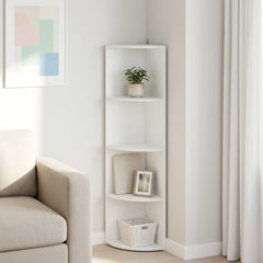 Corner Shelf 4-Tier 31.5 x 31 x 130 cm Engineered Wood White