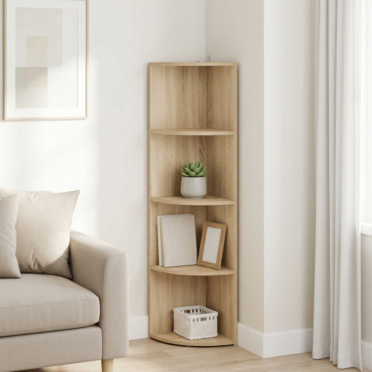 Corner Shelf 4-Tier 31.5 x 31 x 130 cm Engineered Wood Sonoma oak