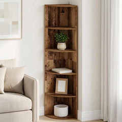 Corner Shelf 5-Tier 41.5 x 41.5 x 178 cm Engineered Wood Old wood