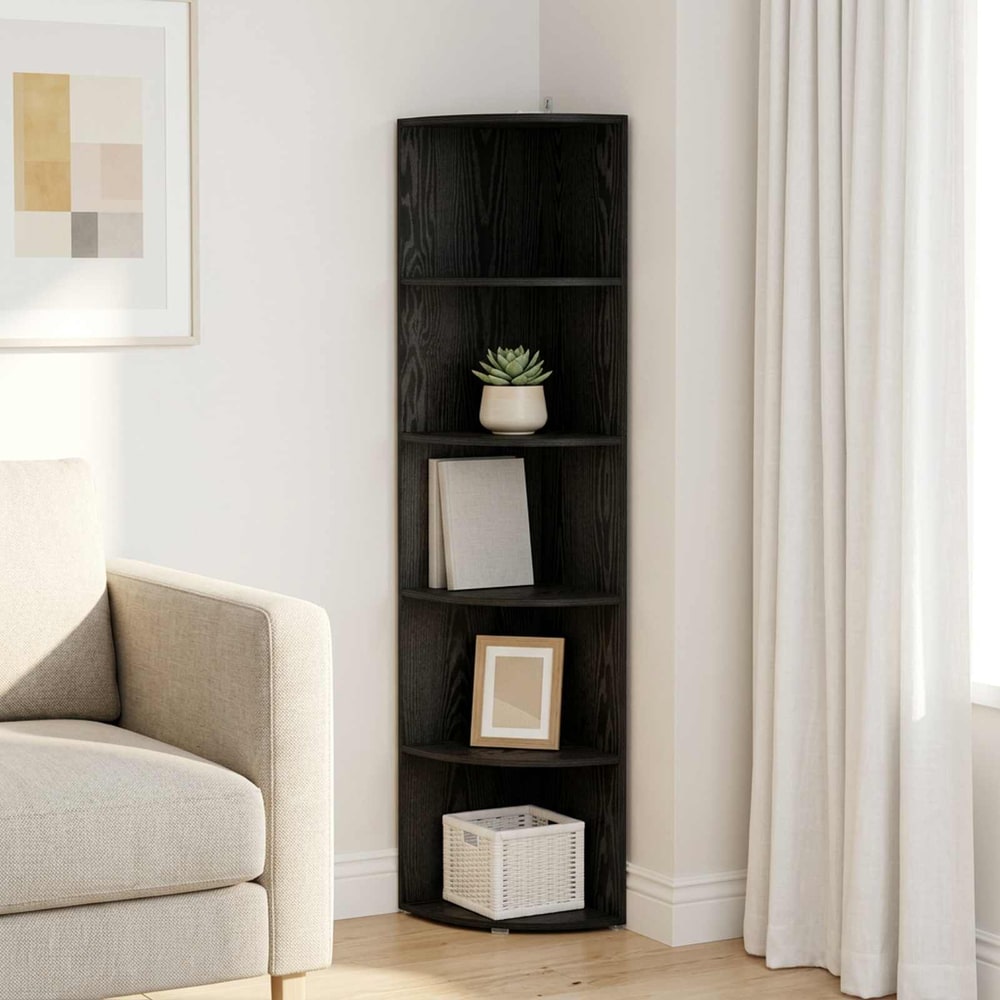 Corner Shelf 4-Tier 41.5 x 41.5 x 143 cm Engineered Wood Black oak