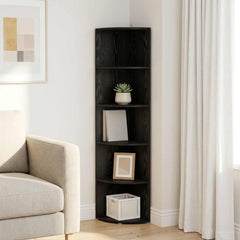 Corner Shelf 4-Tier 41.5 x 41.5 x 143 cm Engineered Wood Black oak
