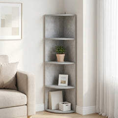 Corner Shelf 4-Tier 41.5 x 41.5 x 143 cm Engineered Wood Concrete grey