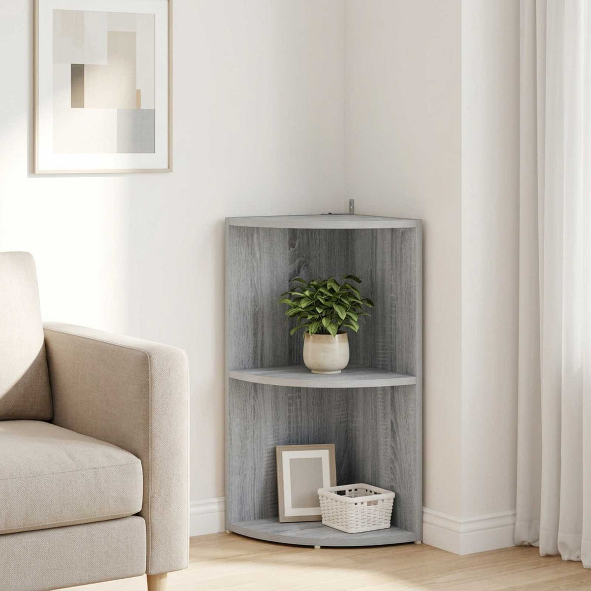 vidaXL Corner Shelf 2-Tier 41.5 x 41.5 x 72 cm Engineered Wood 1