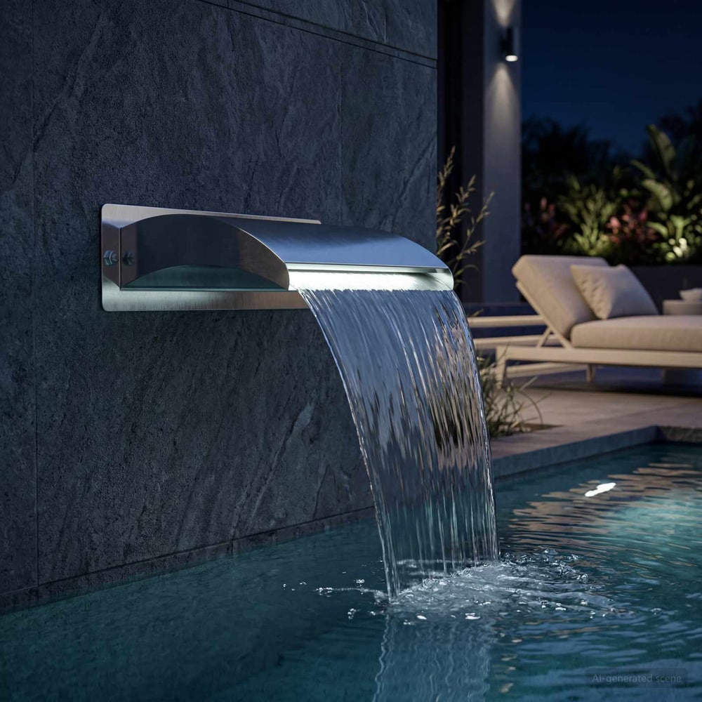 Pool Fountain Silver 45x26x13 cm Stainless Steel with LED