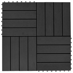 vidaXL Decking Tile 22 pcs Black 30 x 30 cm WPC 5