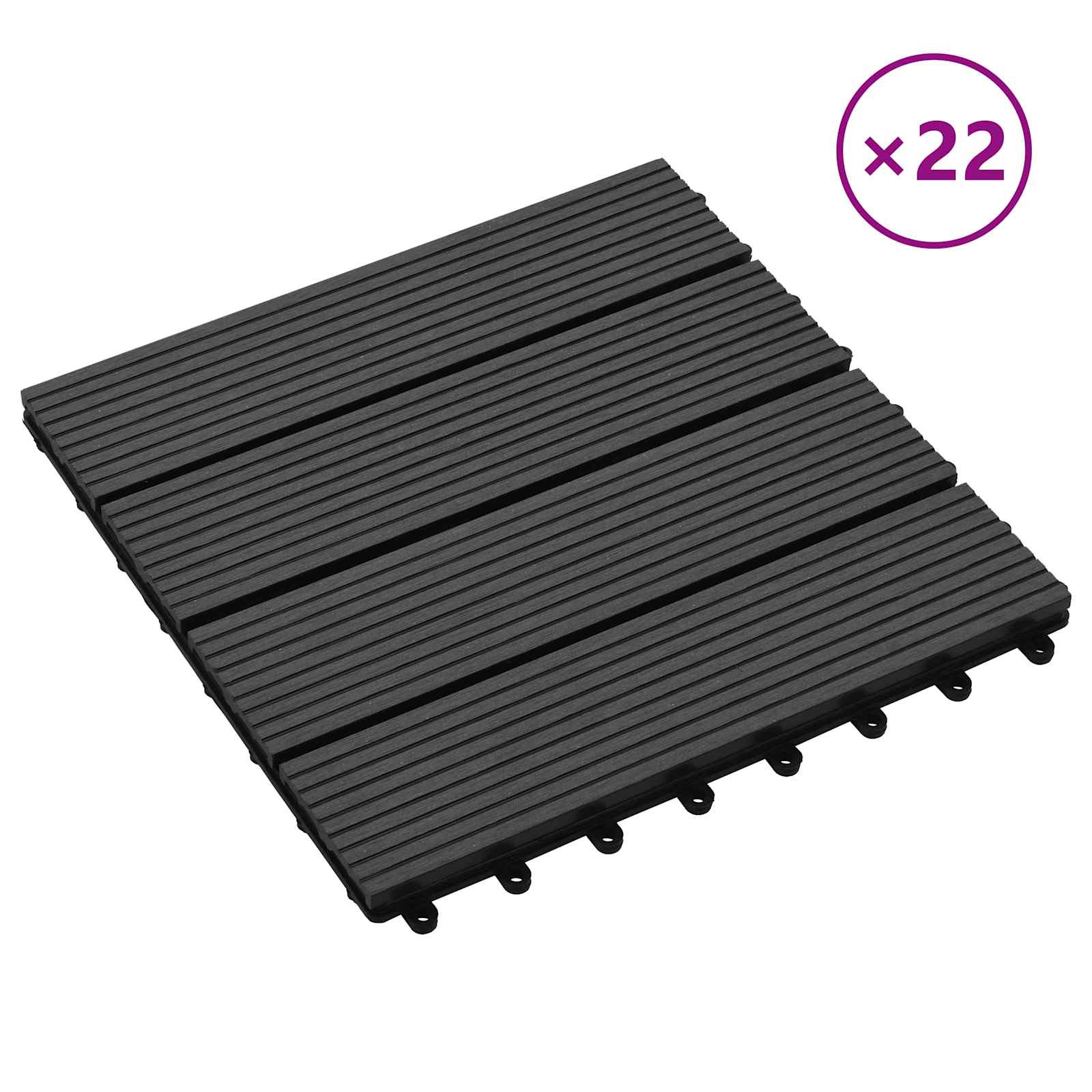 vidaXL Decking Tile 22 pcs Black 30 x 30 cm WPC 2