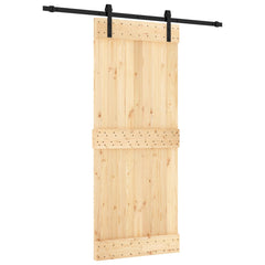 vidaXL Sliding Door Natural and Black 85 x 210 cm Solid Pine Wood 2