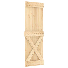 vidaXL Sliding Door Natural and Black 70 x 210 cm Solid Pine Wood 3