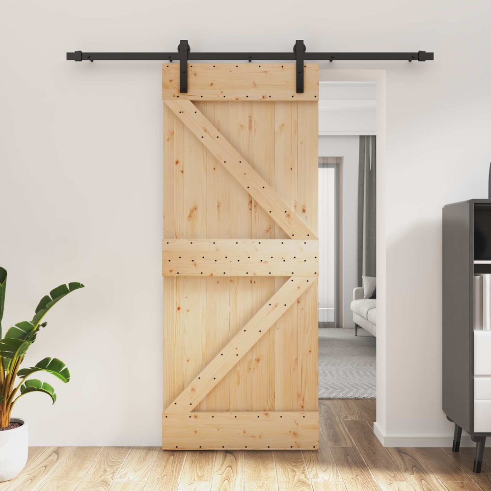 vidaXL Sliding Door 85 x 210 cm Solid Pine Wood (Untreated) 1