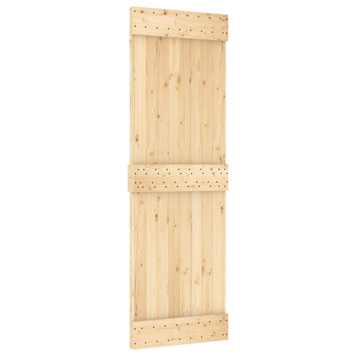 vidaXL Sliding Door Natural and Black 70 x 210 cm Solid Pine Wood 3