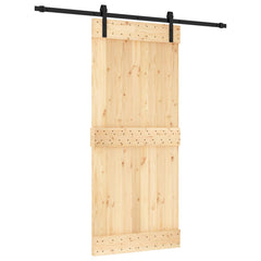 vidaXL Sliding Door 90 x 210 cm Solid Pine Wood (Untreated) 2