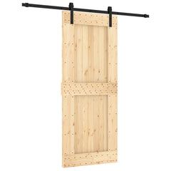 vidaXL Sliding Door Natural and Black 85 x 210 cm Solid Pine Wood 2