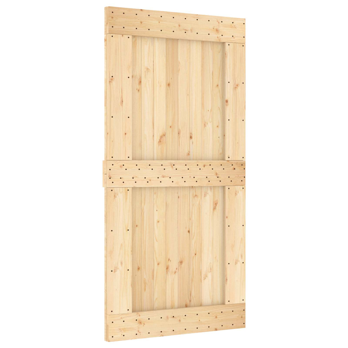 Sliding Door Natural and Black 100 x 210 cm Solid Pine Wood 3