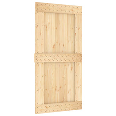 Sliding Door Natural and Black 100 x 210 cm Solid Pine Wood 3