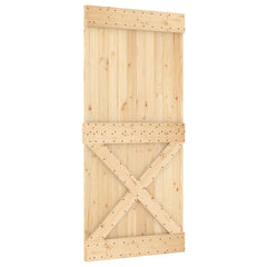 Sliding Door Natural and Black 95 x 210 cm Solid Pine Wood 3