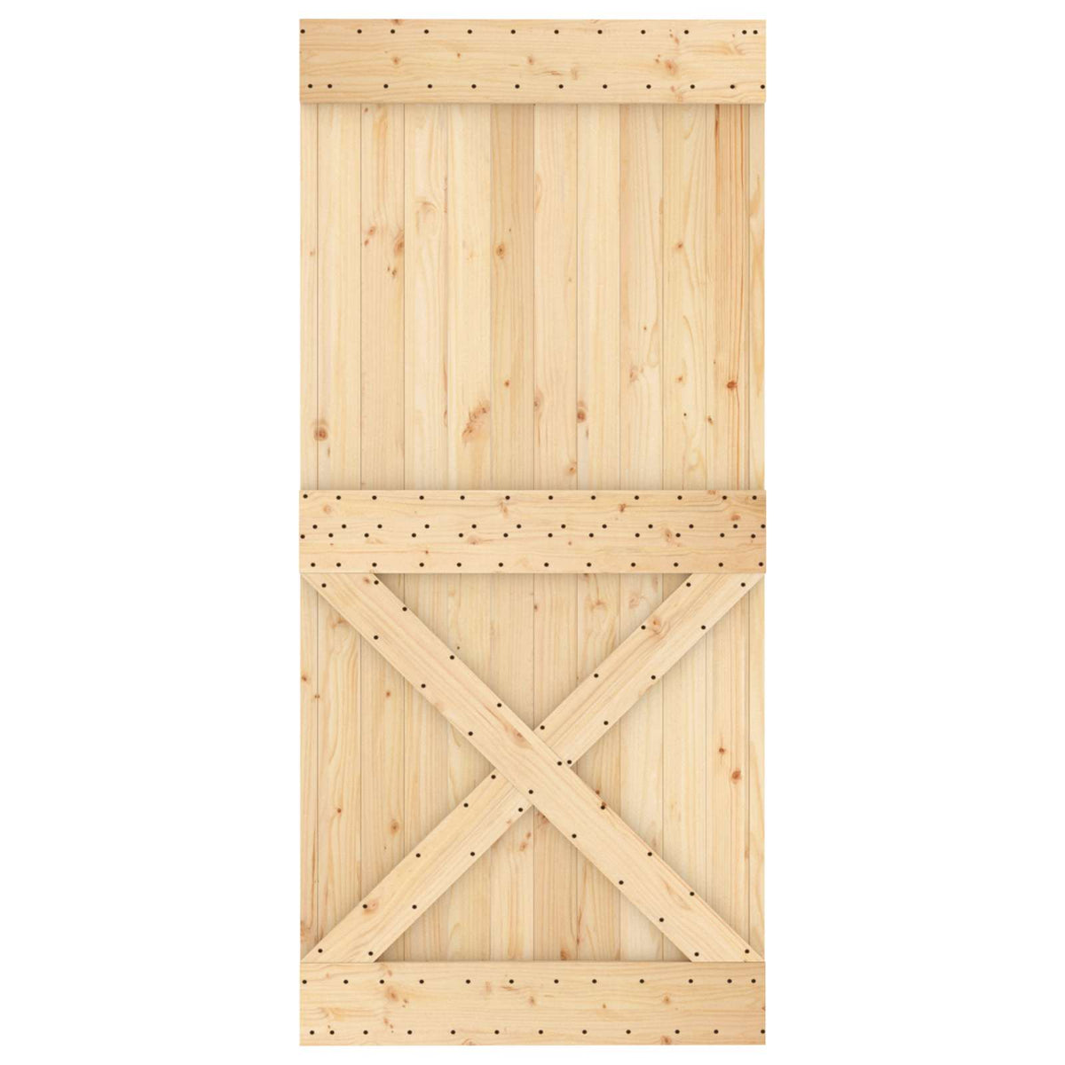 Sliding Door Natural and Black 95 x 210 cm Solid Pine Wood 4