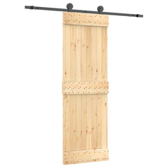 vidaXL Sliding Door Natural and Black 70 x 210 cm Solid Pine Wood 2