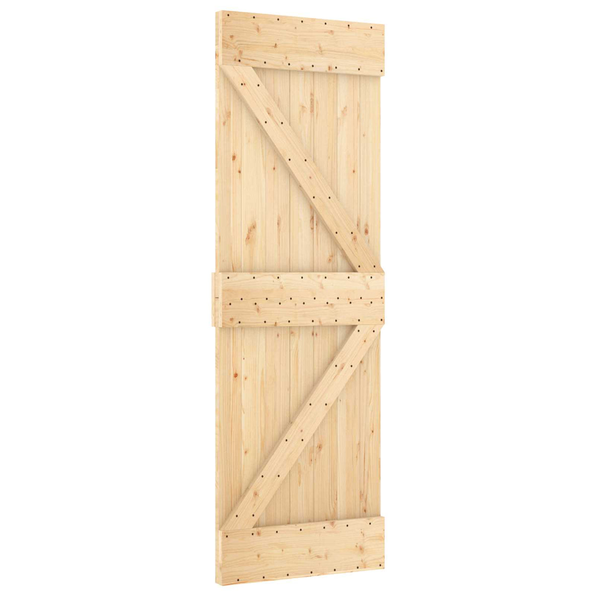 vidaXL Sliding Door Natural and Black 70 x 210 cm Solid Pine Wood 3